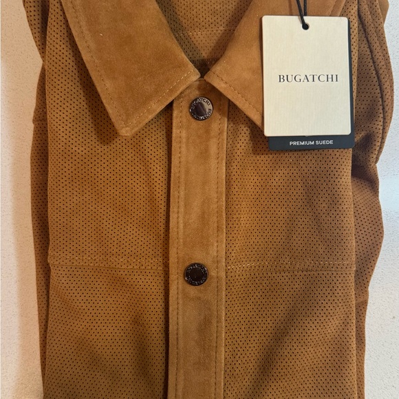 BUGATCHI SuaveLeather ButtonUp Shirt size L, Tan,100%Genuine, Italian-design,NWT - Picture 2 of 16